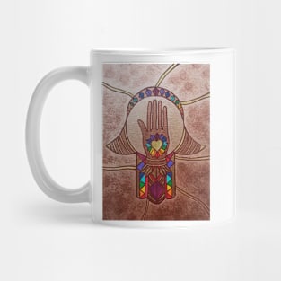 Hand in Hand Hamsa by Harriette Knight Mug